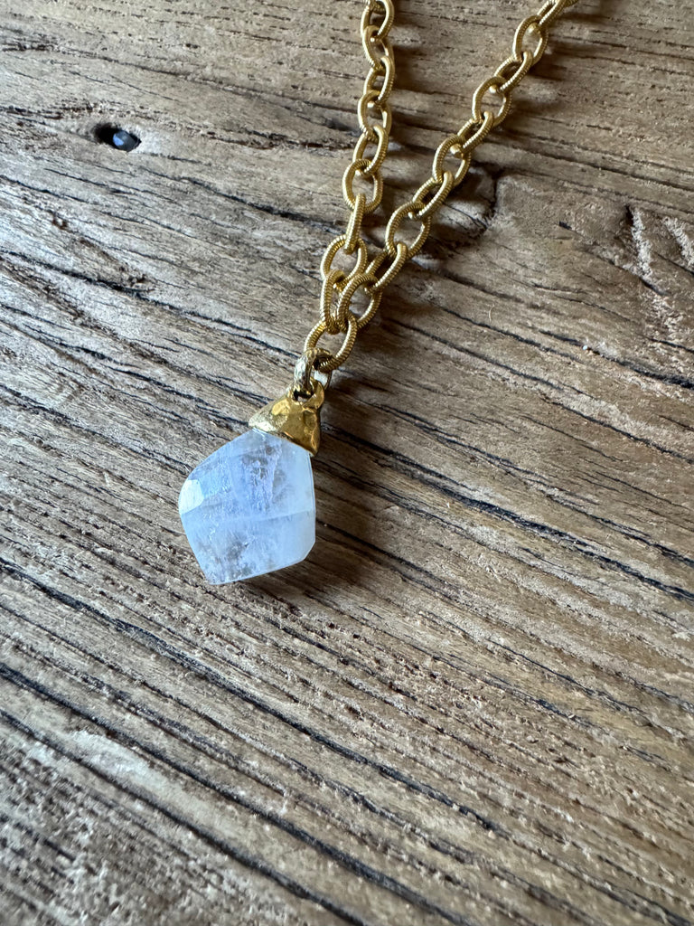 Moonstone Diamond Drop Necklace