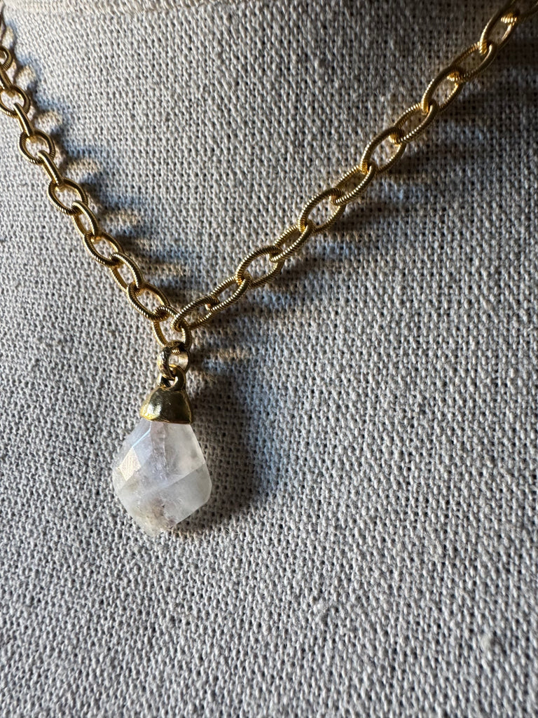 Moonstone Diamond Drop Necklace