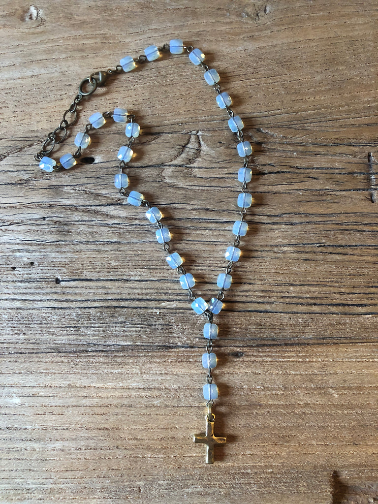 Crystal Drop Cross Necklace