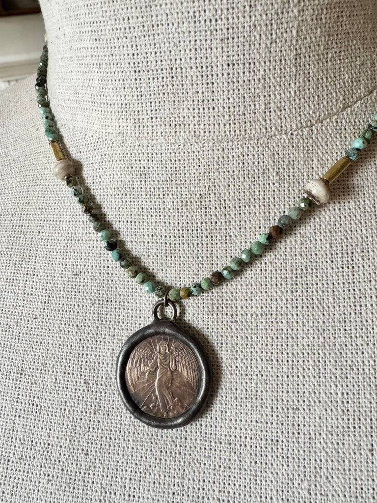 Turquoise Guardian Angel Necklace