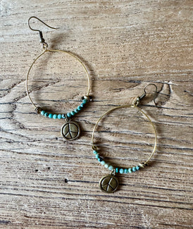 Turquoise Peace Hoop Earrings