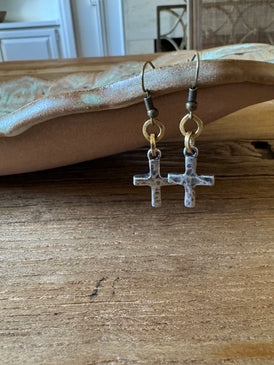 Pewter Cross  Earrings