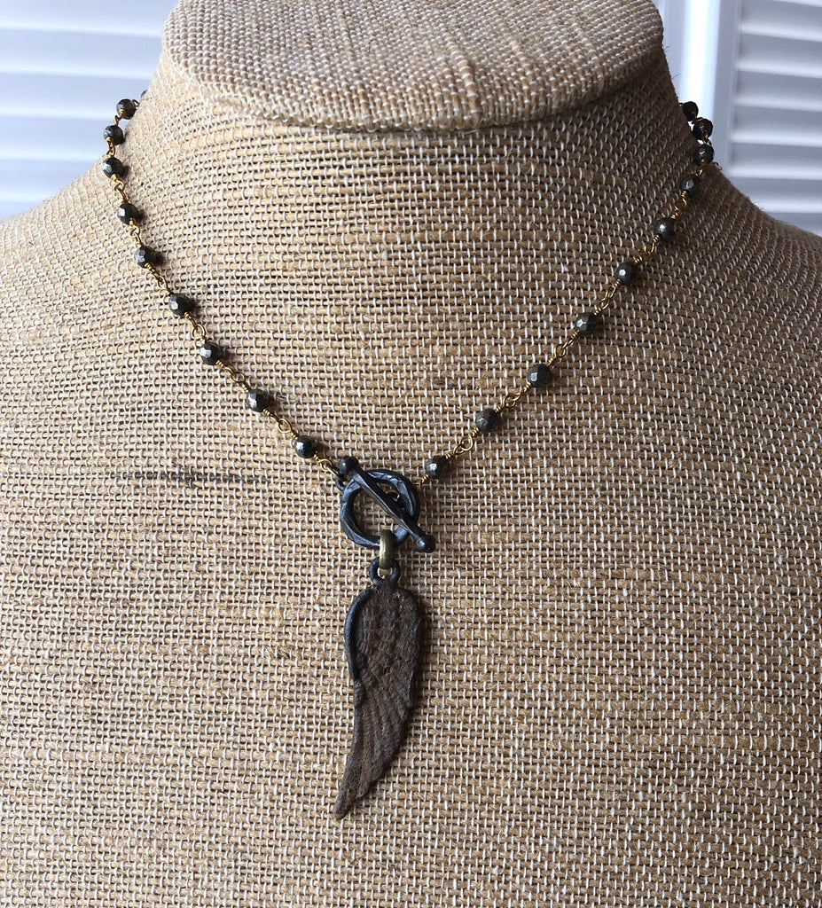 Rusty Angel Wing Necklace