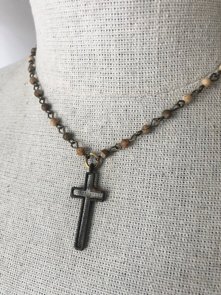 Rusty Cross Open Necklace