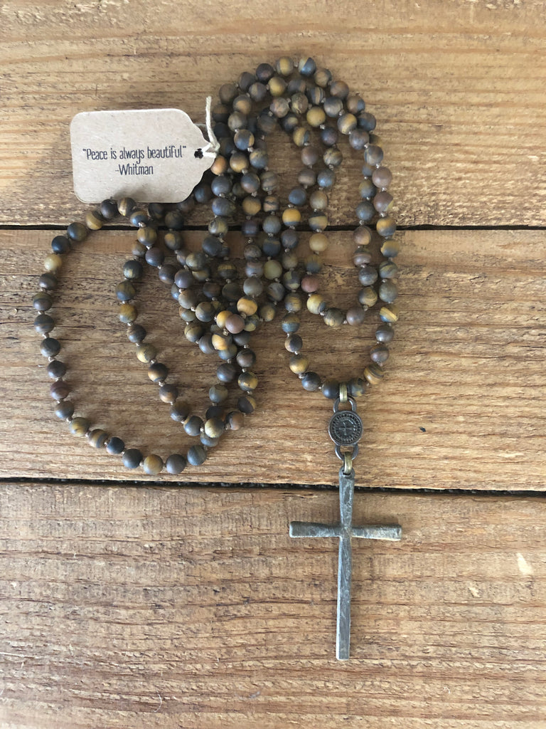 Rustic Wrap Cross Necklace