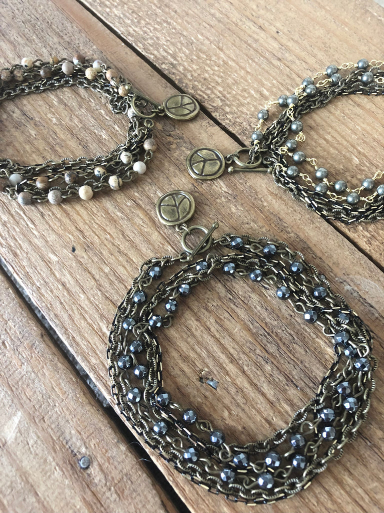 Peace Layered Necklace/Wrap Bracelet