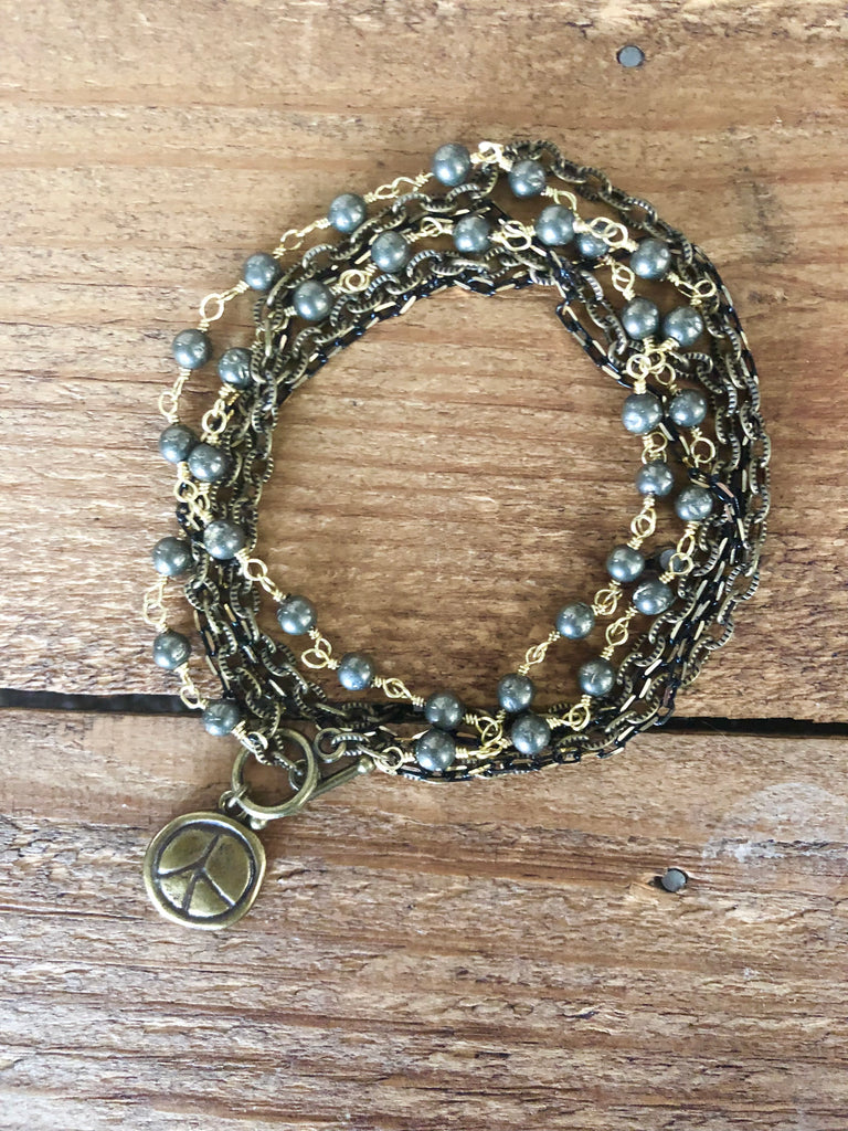 Peace Layered Necklace/Wrap Bracelet