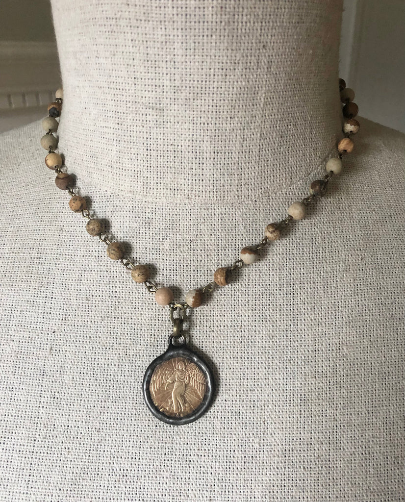 Old World Angel Coin Necklace