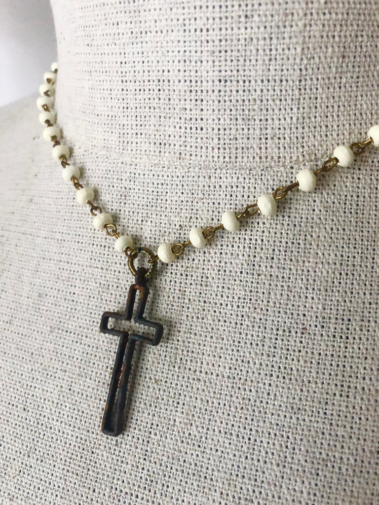 Rusty Cross Open Necklace