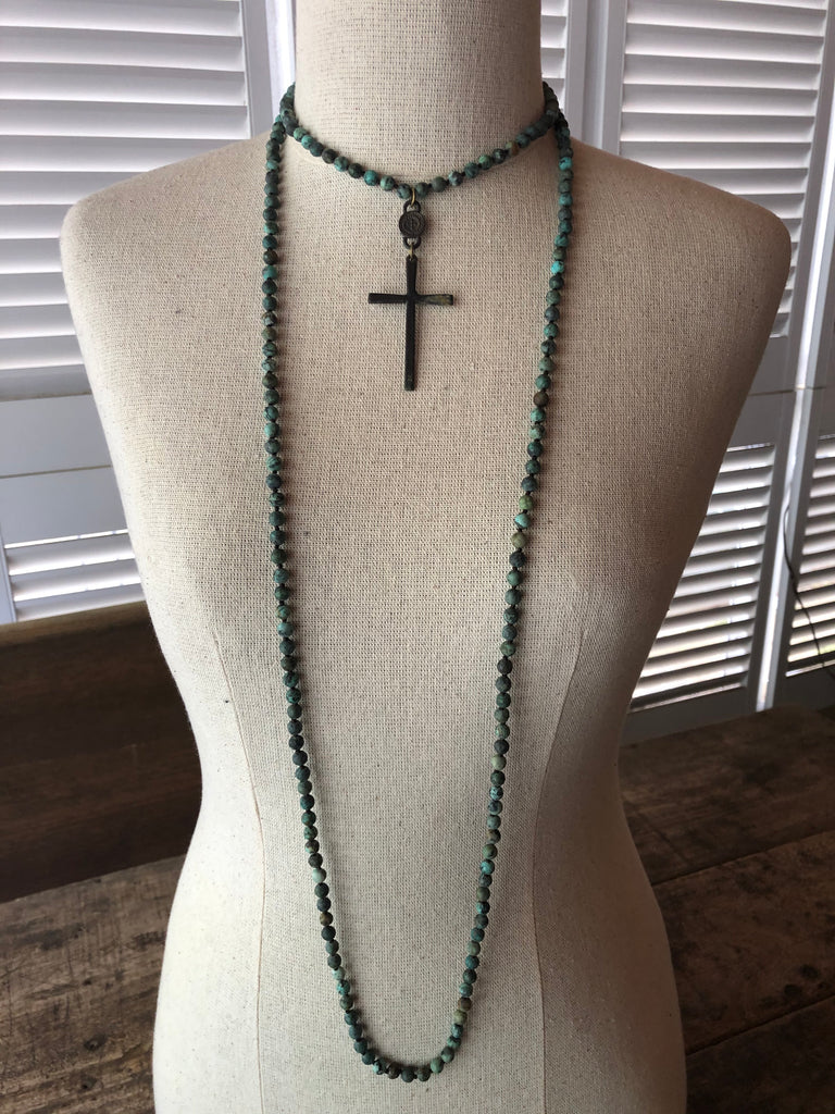 Rustic Wrap Cross Necklace