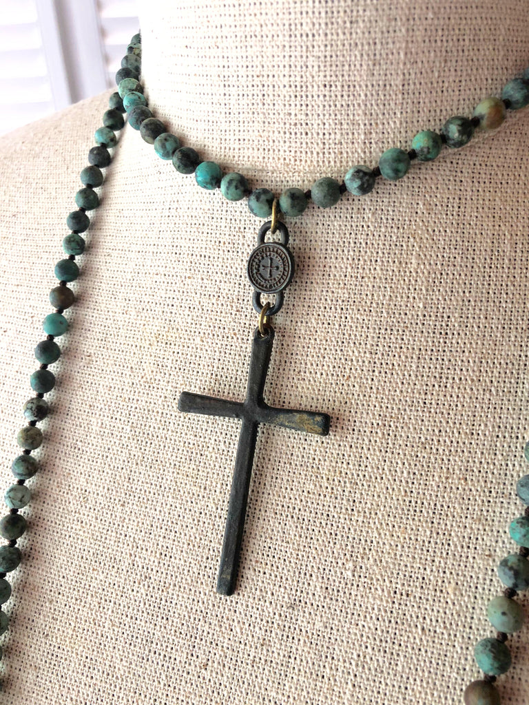 Rustic Wrap Cross Necklace